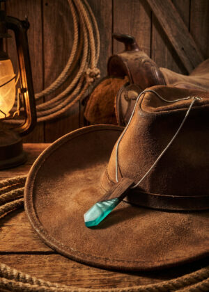 Rose wood blue ember pendant